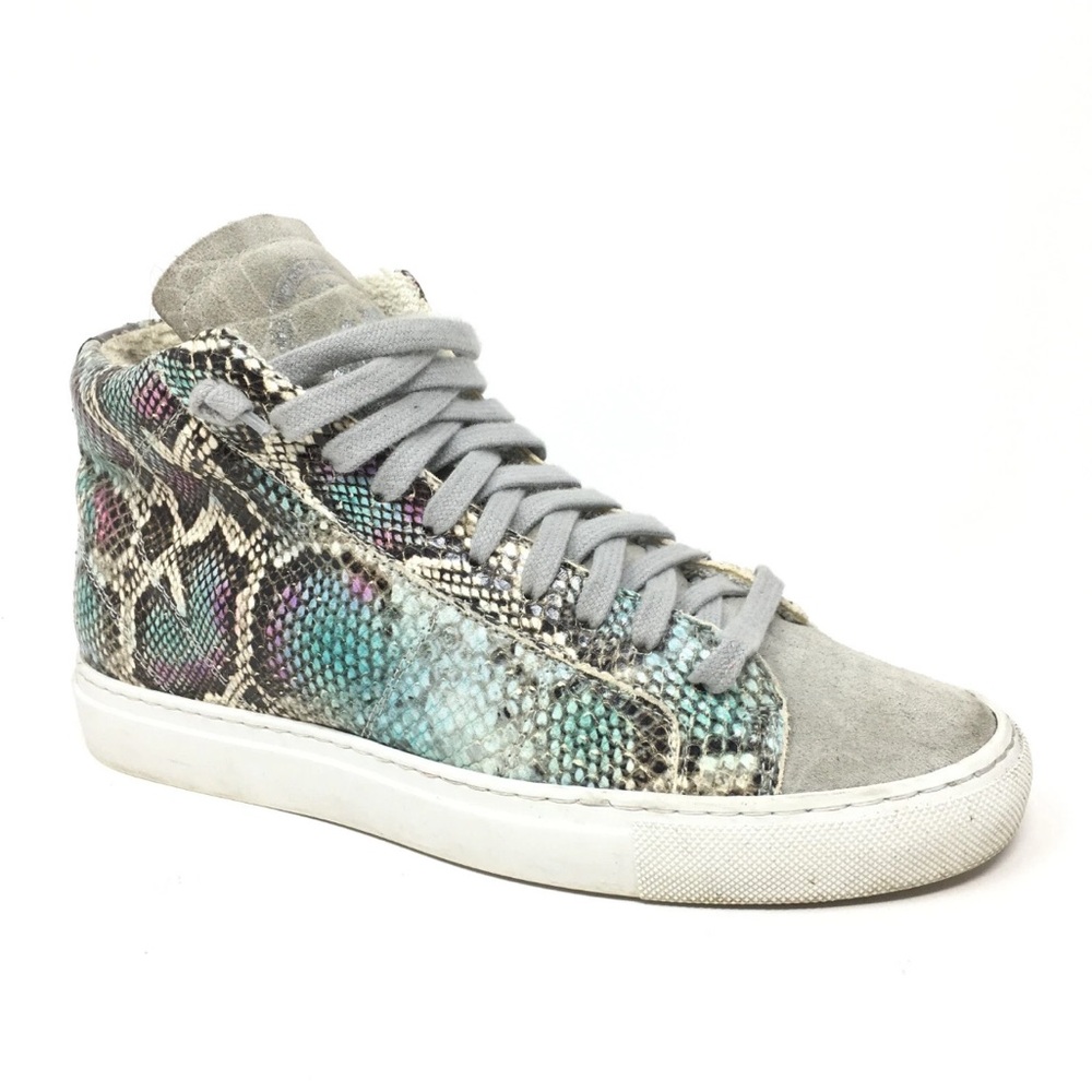 P448 High-Top Sneakers Leather Snakeprint 9 P-448 Italy shoes